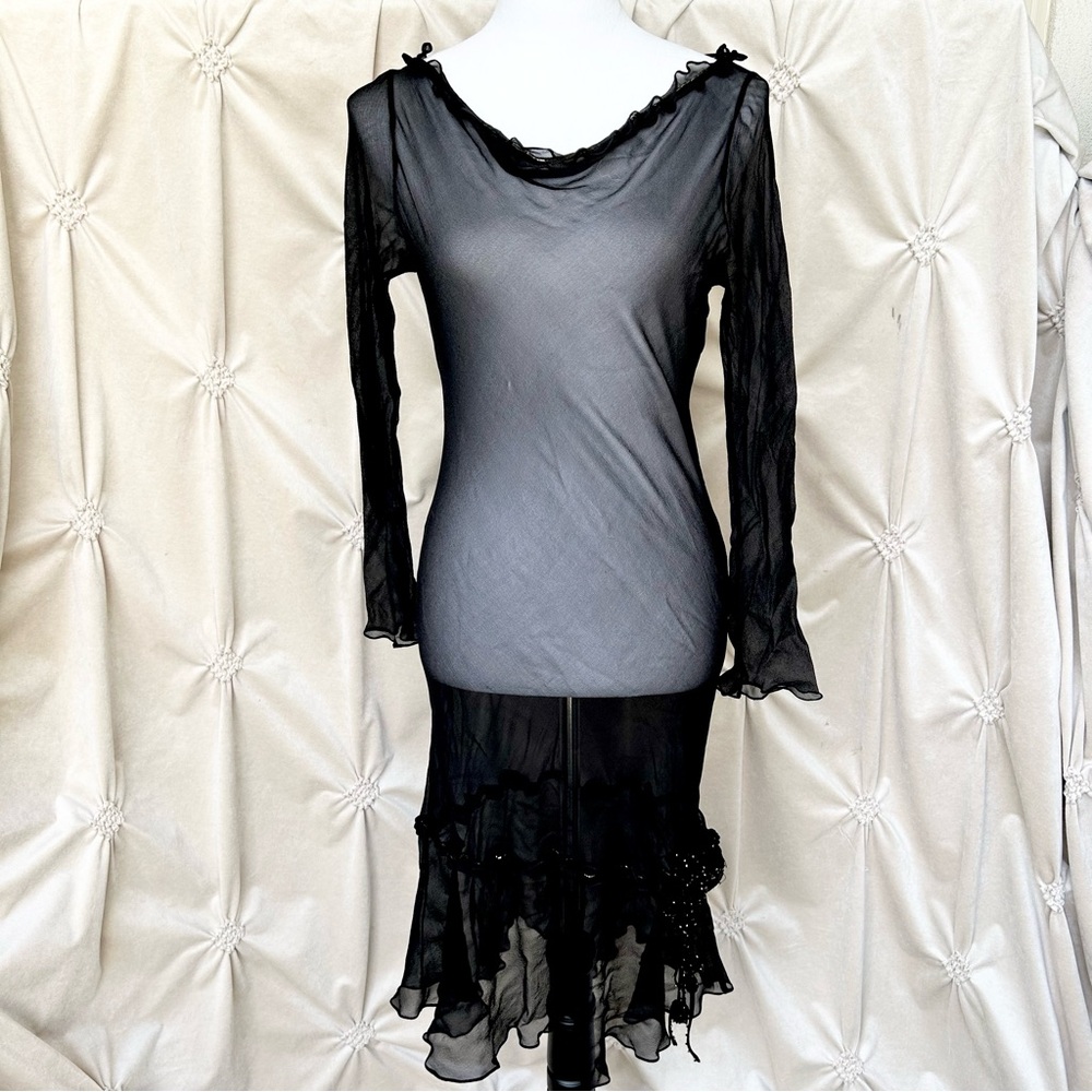 VTG Sheer Black Midi Dress